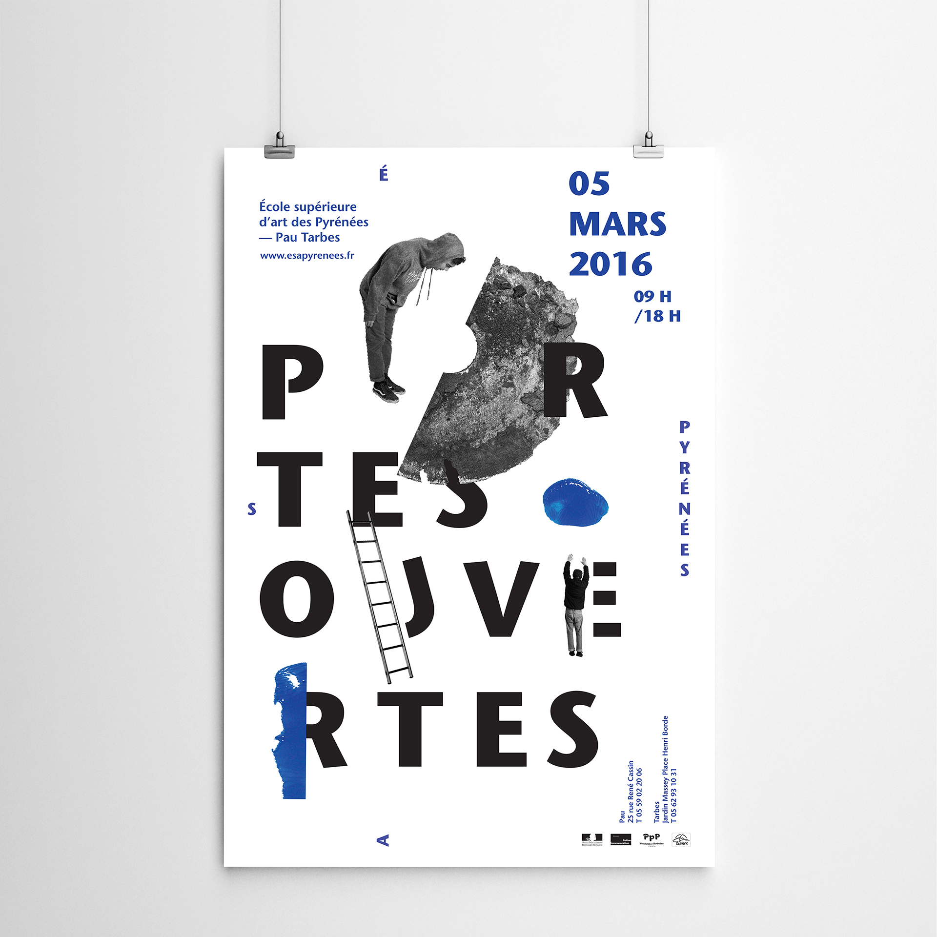 Open days ESA pyrénées, poster, image 1, 2016, Sybille Clemente graphic designer.